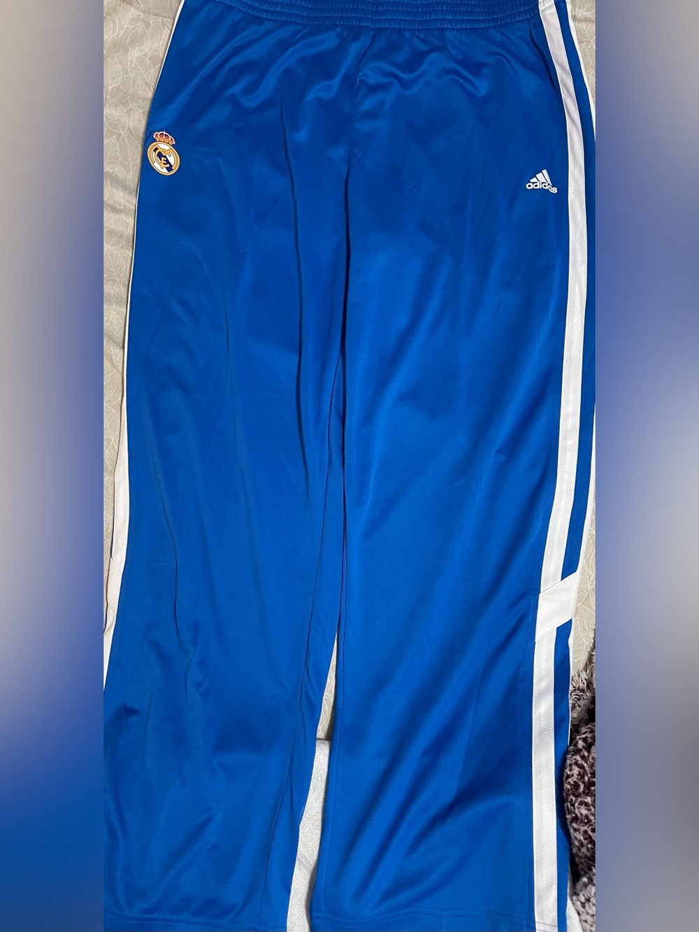 Adidas Real Madrid Blue Track Pants with White Side Stripes - Picture 2 of 5